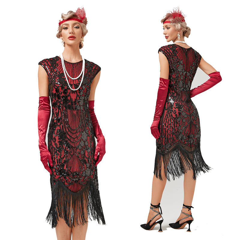 1920s The Great Gatsby Outfit Sheath/Column Scoop Sequins Vintage Dresses