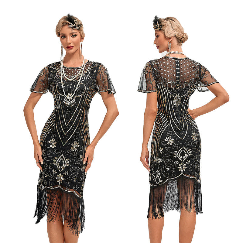 1920s The Great Gatsby Outfit Sheath/Column Scoop Sequins Vintage Dresses