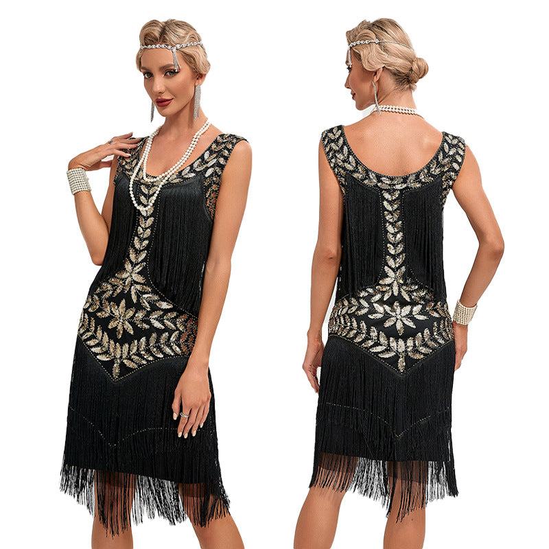 1920s The Great Gatsby Outfit Sheath/Column Scoop Sequins Vintage Dresses