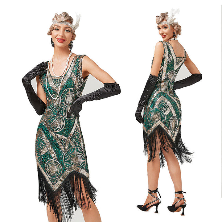 1920s The Great Gatsby Outfit Sheath/Column V-Neck Sequins Vintage Dresses