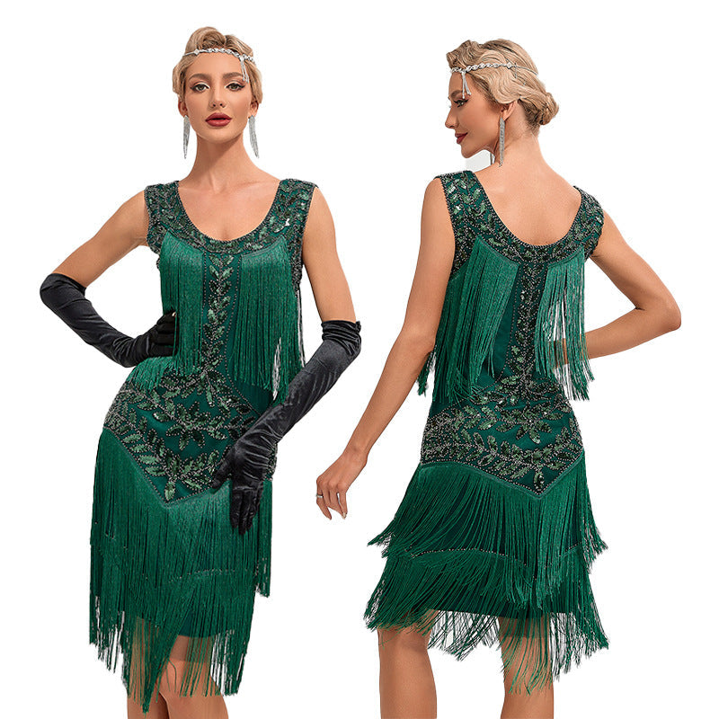 1920s The Great Gatsby Outfit Sheath/Column Scoop Sequins Vintage Dresses