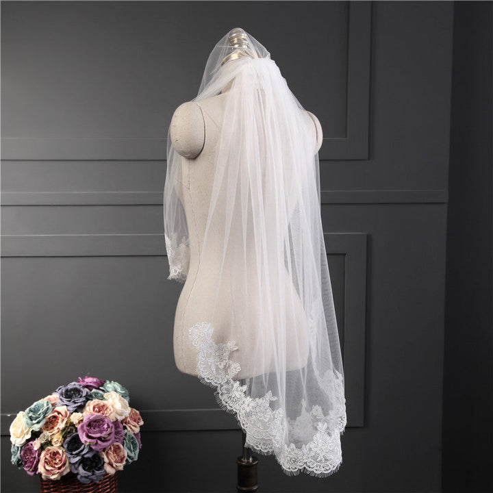 Two-tier Stylish Wedding Veil with Appliques