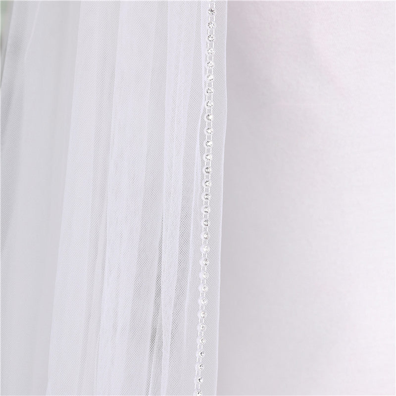 One-tier Classic Wedding Veil with Beading