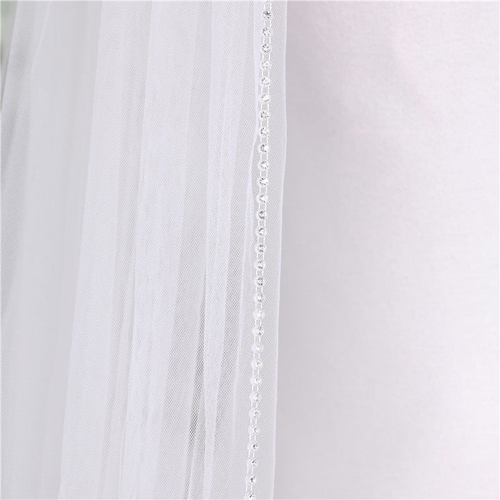 One-tier Classic Wedding Veil with Beading