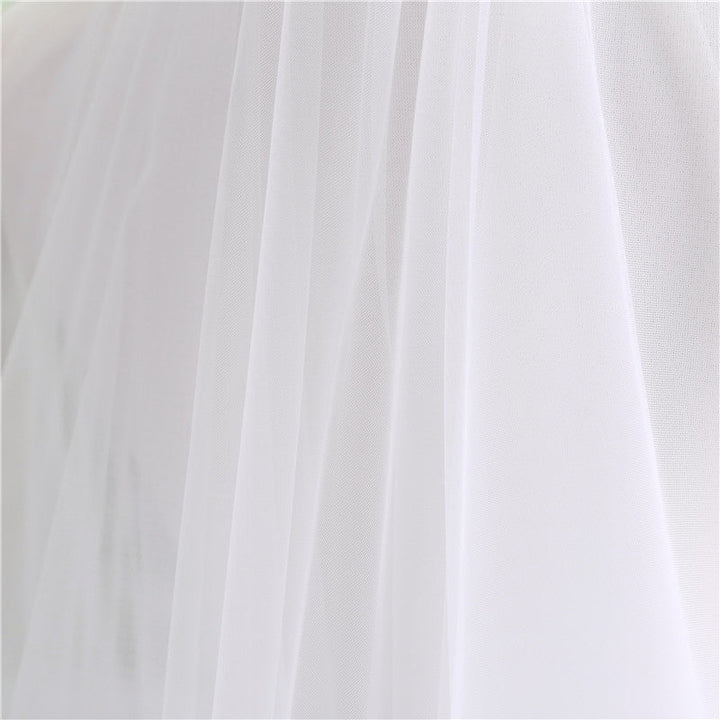 One-tier Classic Lace Wedding Veil with Solid Tulle