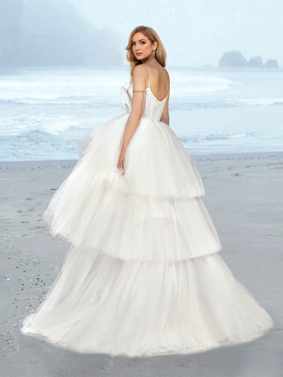 A-Line/Princess V-Neck Floor-Length Wedding Dress