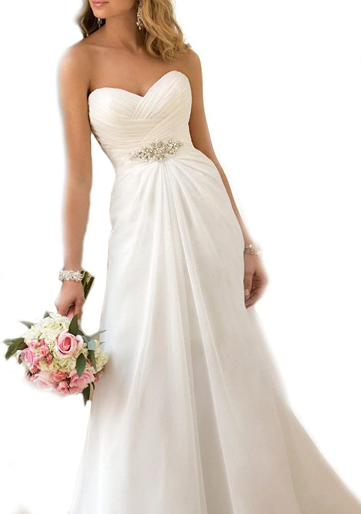 Women's Chiffon Beach Wedding Gowns Sweetheart Plus Size Wedding Dress