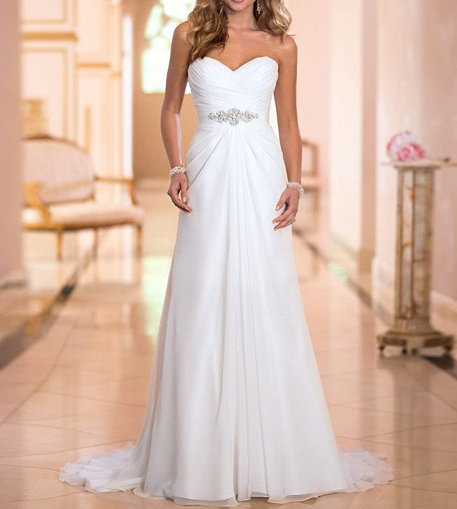 Women's Chiffon Beach Wedding Gowns Sweetheart Plus Size Wedding Dress