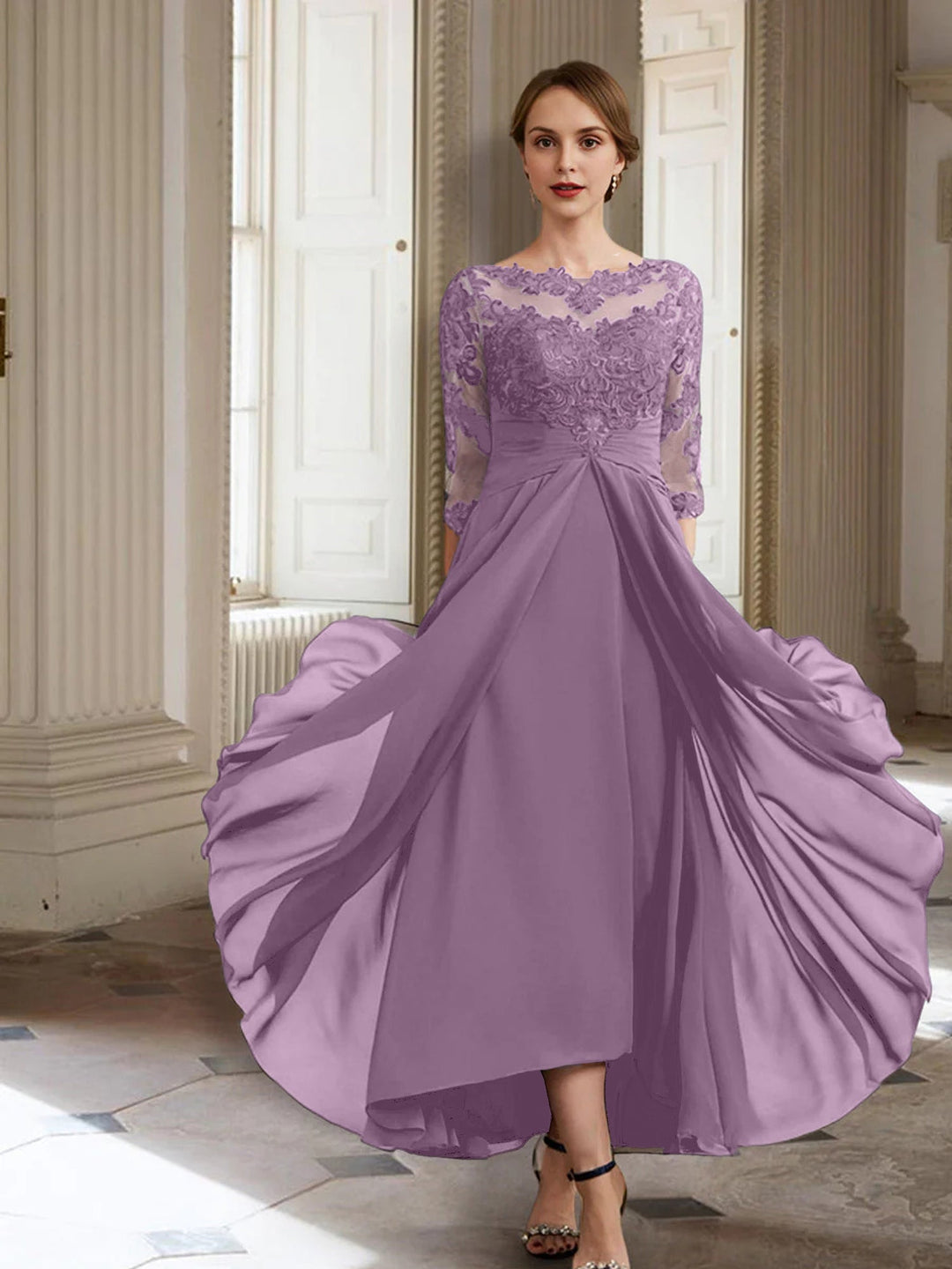 A-Line/Princess Long Sleeves Mother of the Bride Dresses with Applique