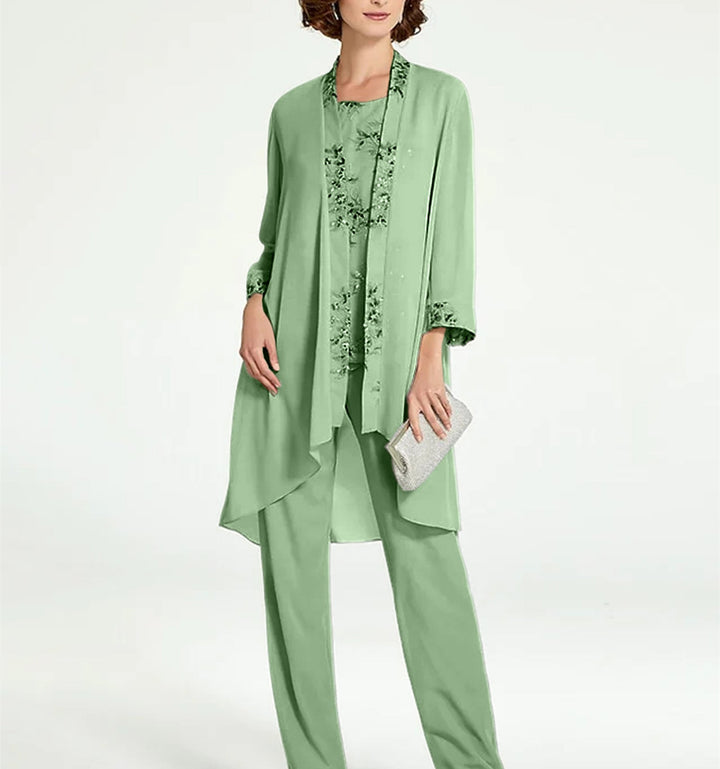 Chiffon Mother of the Bride Pantsuits with Jacket