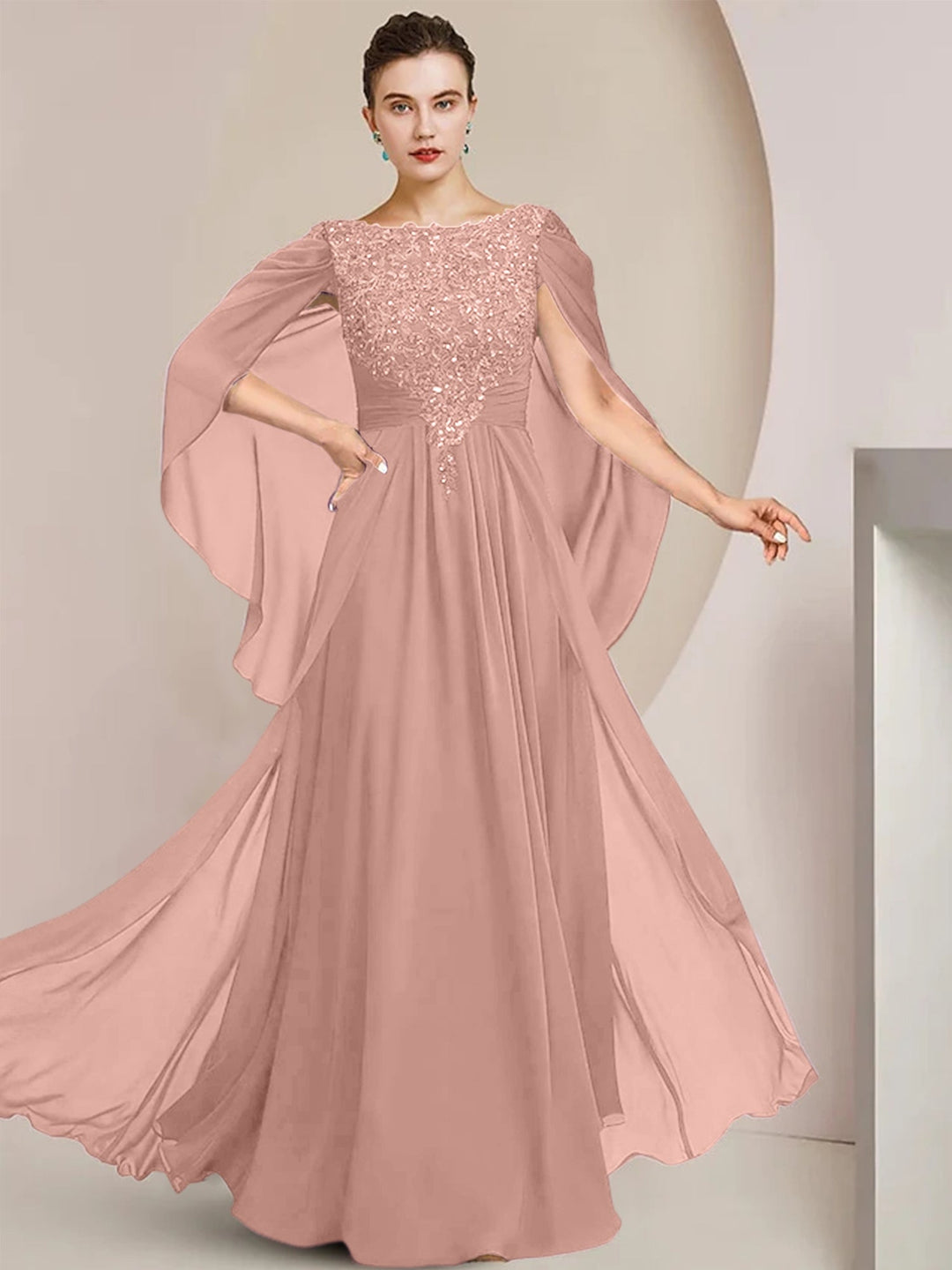 A-Line/Princess Scoop Floor-Length Mother of the Bride Dresses