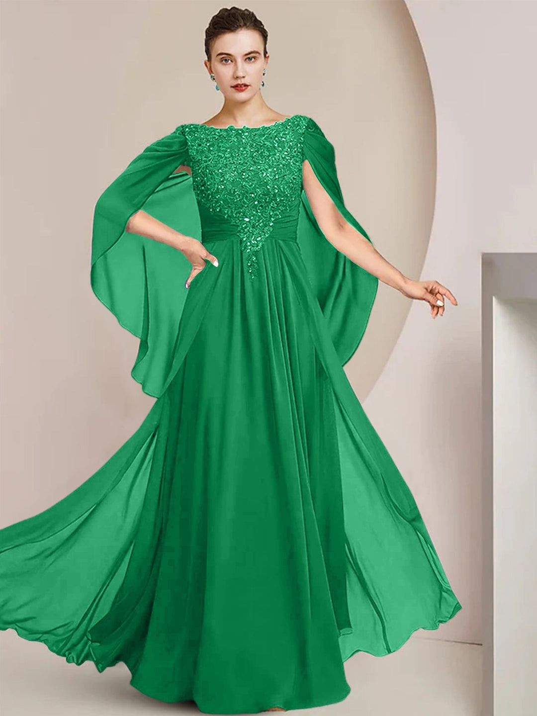 A-Line/Princess Scoop Floor-Length Mother of the Bride Dresses