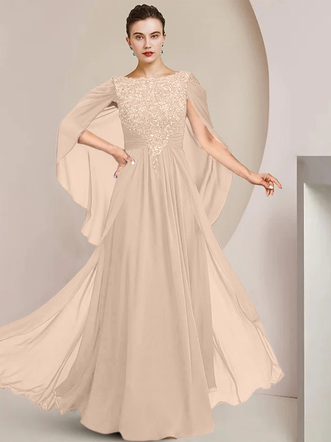 A-Line/Princess Scoop Floor-Length Mother of the Bride Dresses