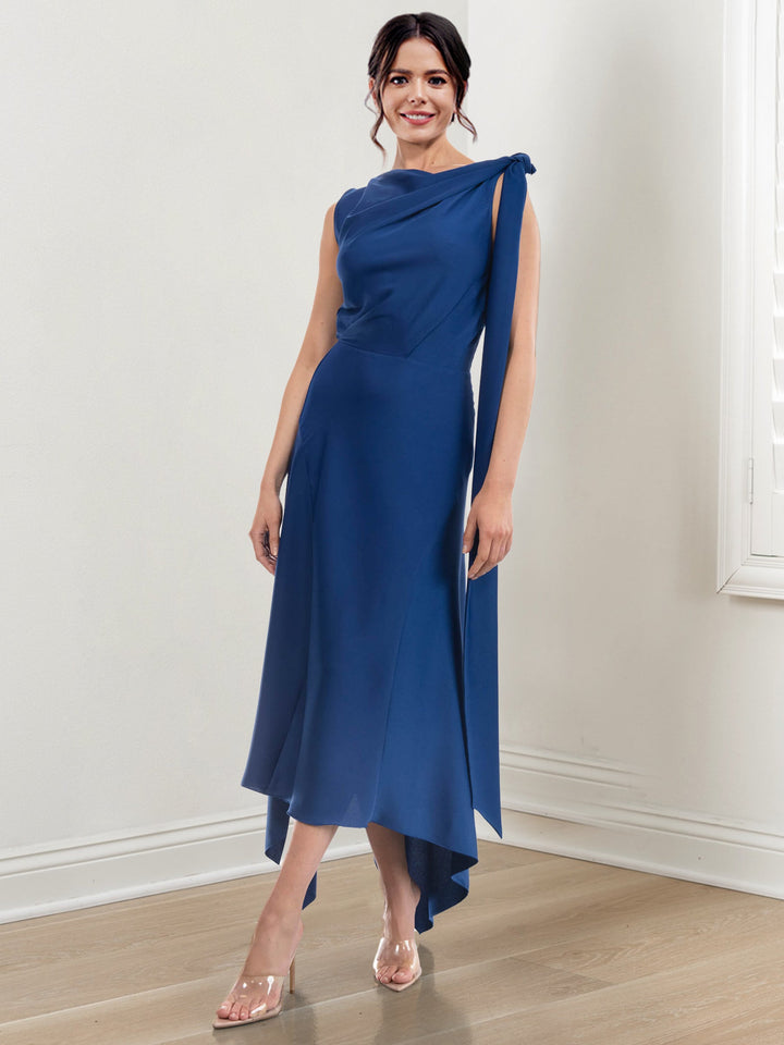 Sheath/Column Jewel Neck Tea-Length Mother of the Bride Dresses