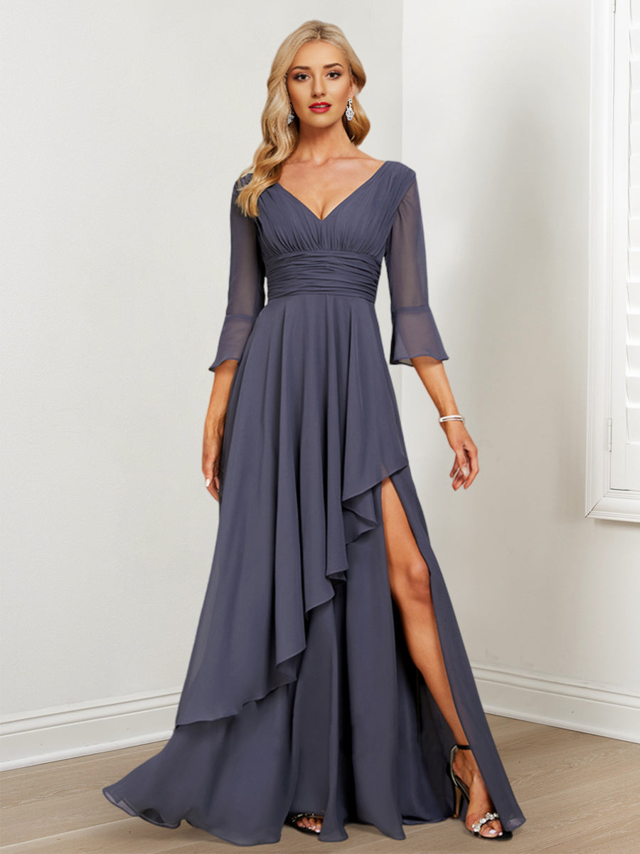 A-Line/Princess V-Neck Mother of the Bride Dresses with Ruffles