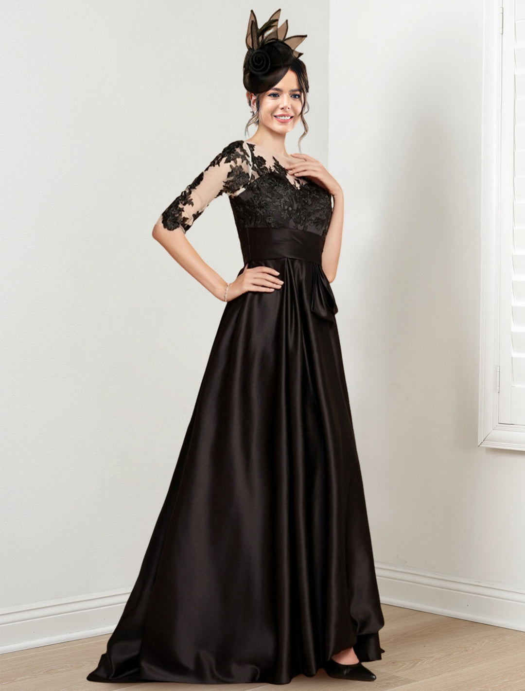 A-Line/Princess Jewel Neck Floor-Length Mother of the Bride Dresses