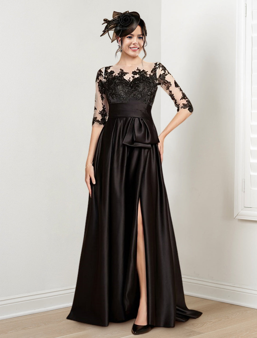 A-Line/Princess Jewel Neck Floor-Length Mother of the Bride Dresses