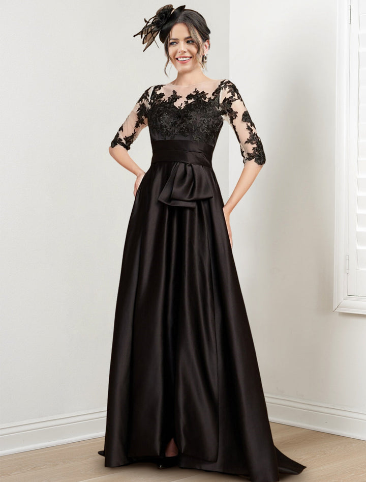 A-Line/Princess Jewel Neck Floor-Length Mother of the Bride Dresses