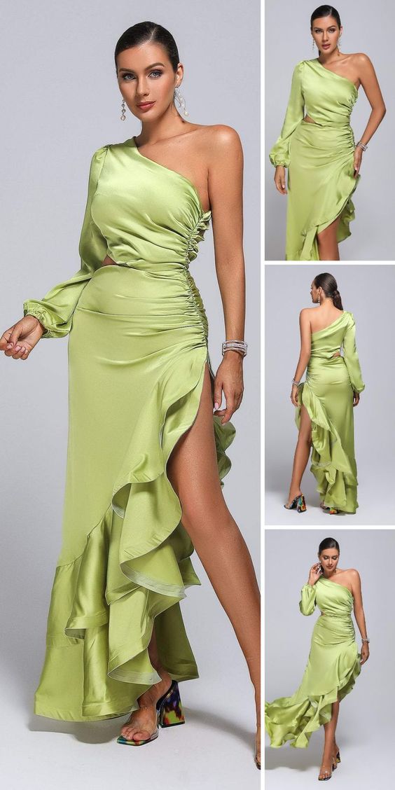 Sheath/Column One-Shoulder Floor-length Prom Dresses