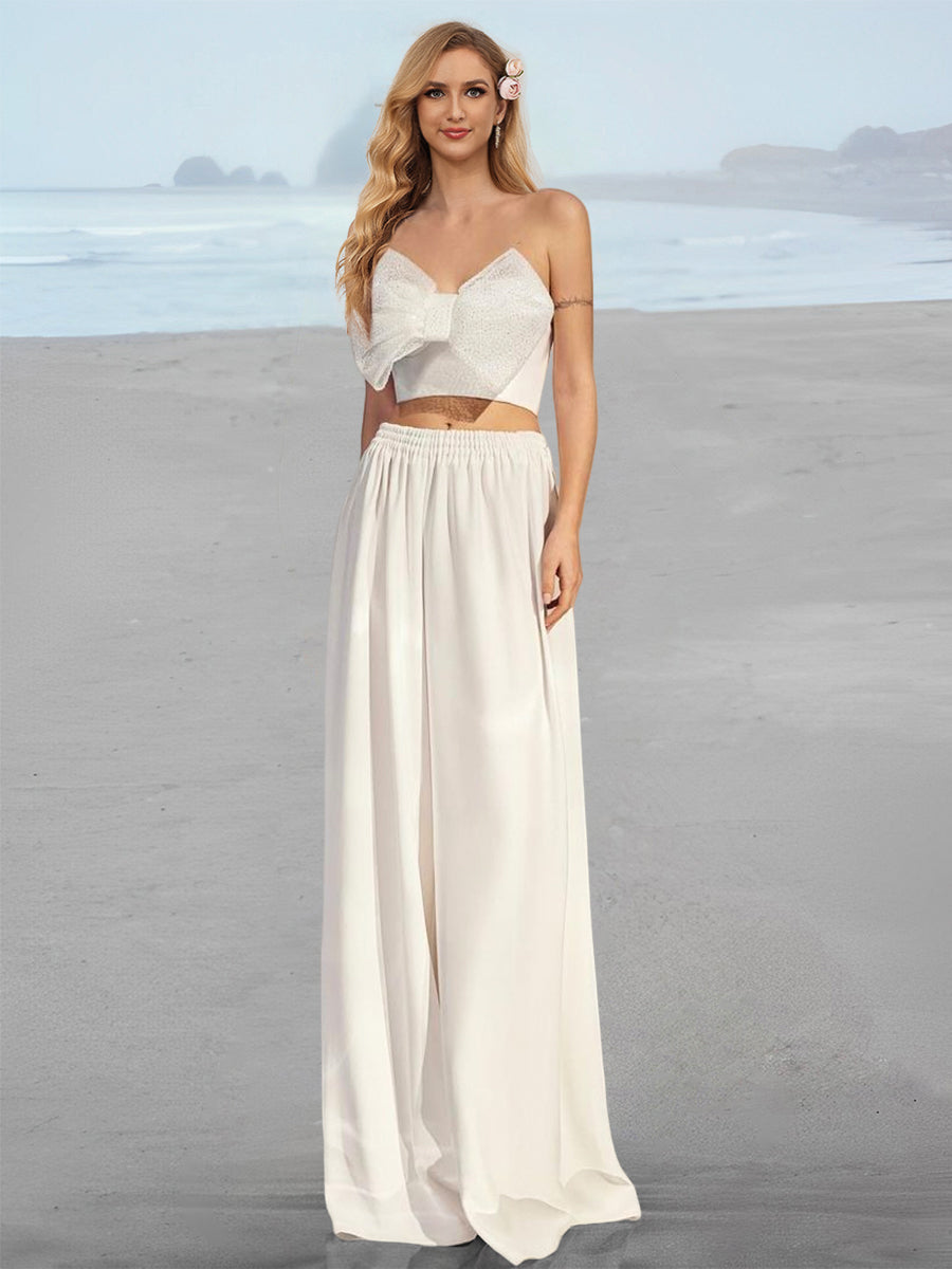 Strapless Two Pieces Wedding Pant Suit Styles