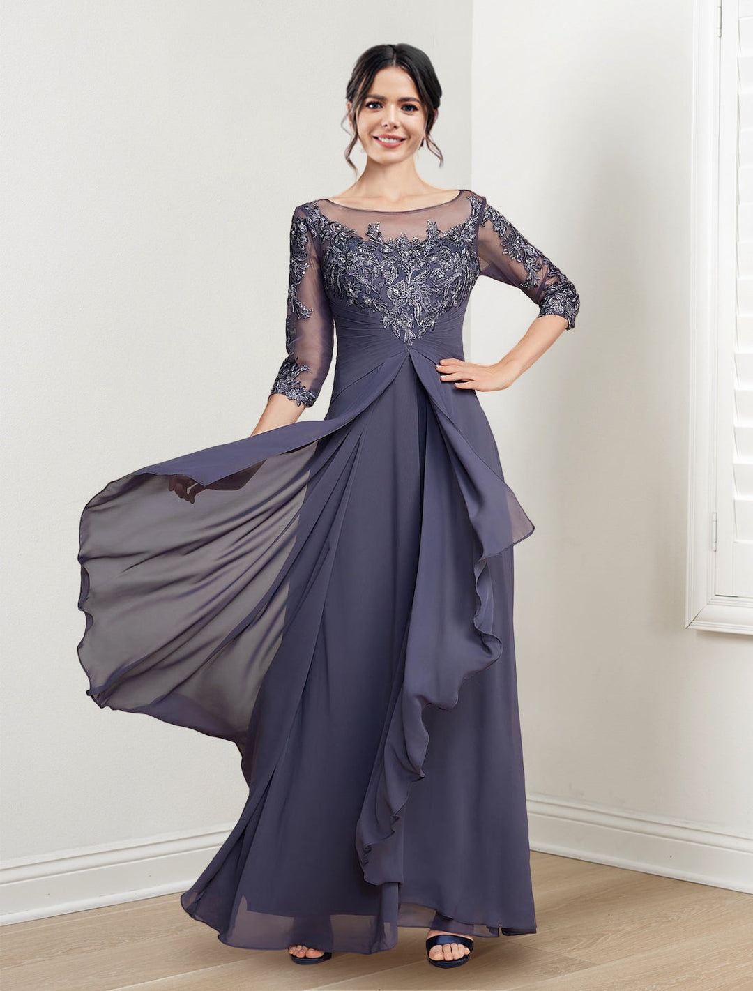 A-Line/Princess Scoop Floor-Length Mother of the Bride Dresses