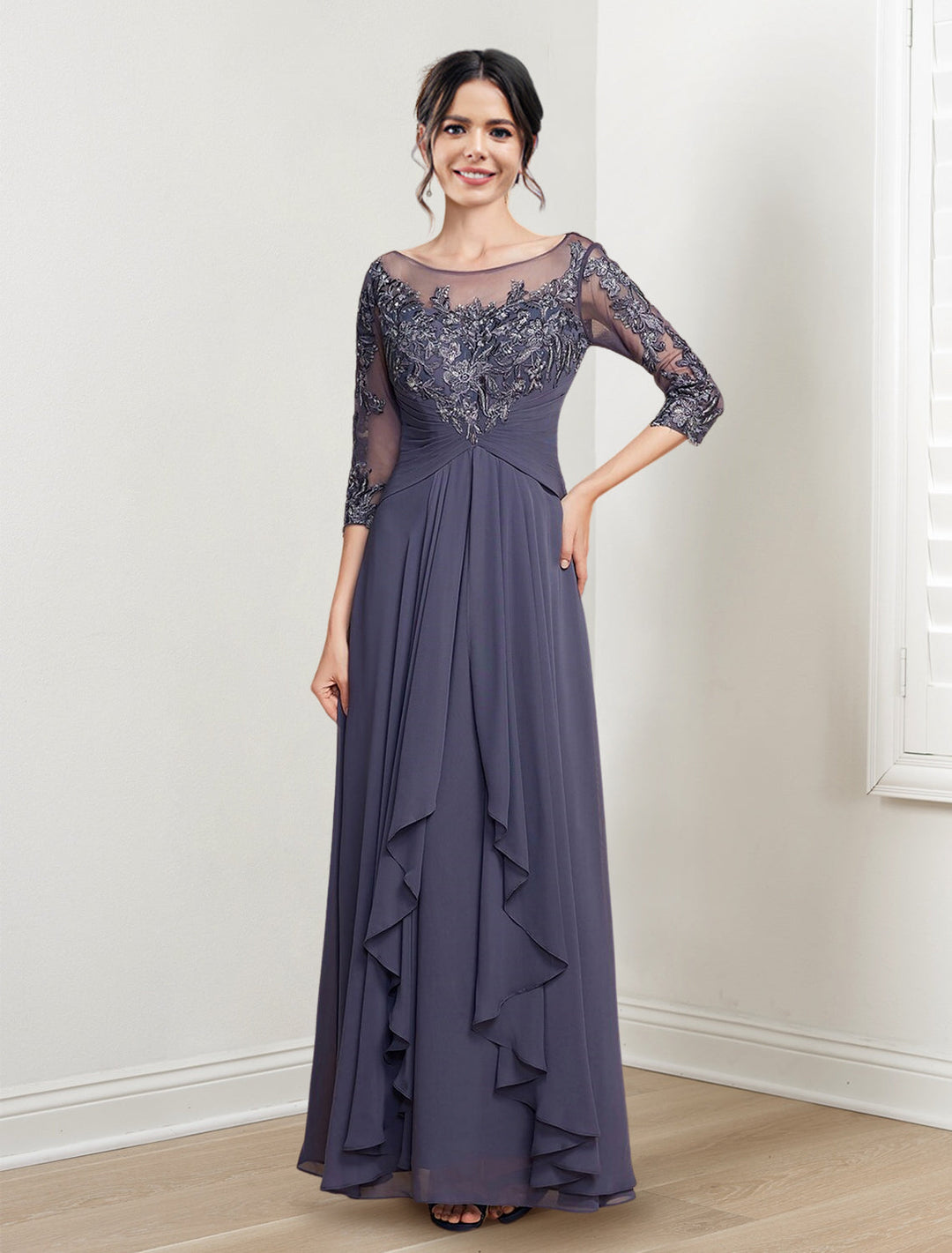 A-Line/Princess Scoop Floor-Length Mother of the Bride Dresses