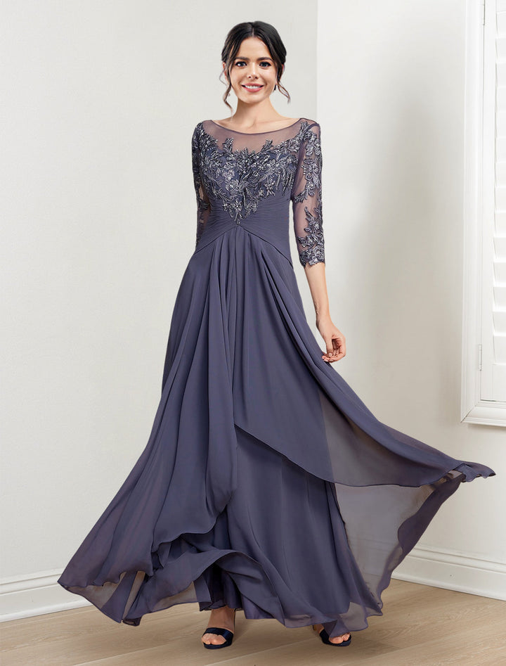 A-Line/Princess Scoop Floor-Length Mother of the Bride Dresses