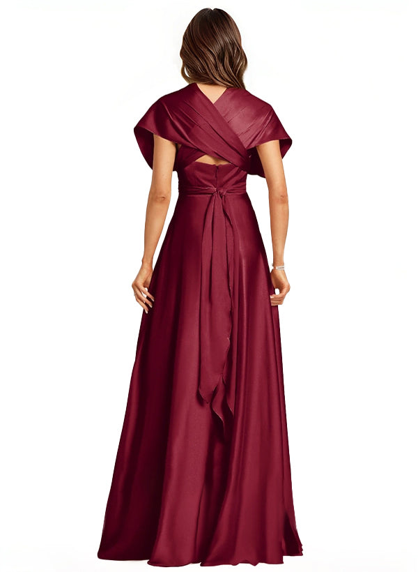 A-Line/Princess Halter Floor-length Long Bridesmaid Dresses