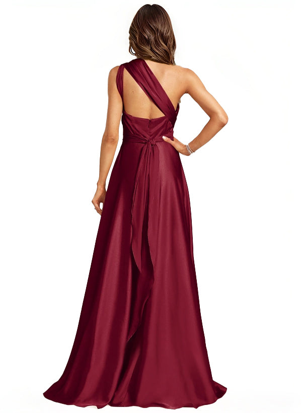 A-Line/Princess Halter Floor-length Long Bridesmaid Dresses