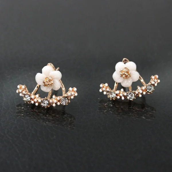 Classic Flower Rhinestone Stud Earrings