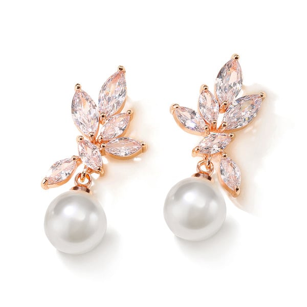 Elegant Oval Cubic Zirconia/Pearl Drop Earrings