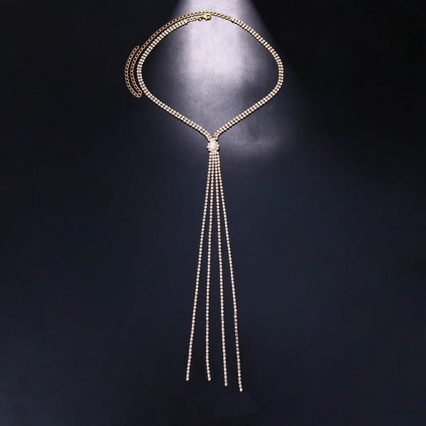 Elegant Round Rhinestone Lariat Necklace