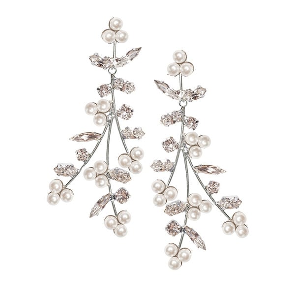 Luxurious Marquise Pearl/Rhinestone Drop Earrings