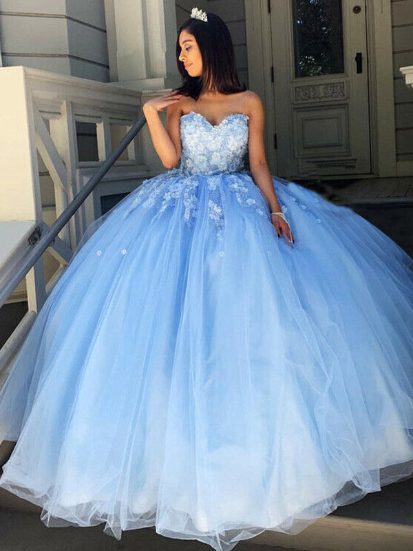 Women's Ball Gown Tulle Sweetheart SweepWomen's Ball Gown Tulle Sweetheart Sweep/Brush Train Long Prom Dresses