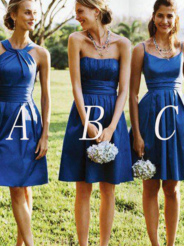 A-Line/Princess Sleeveless Short/Mini Satin Bridesmaid Dresses for Women