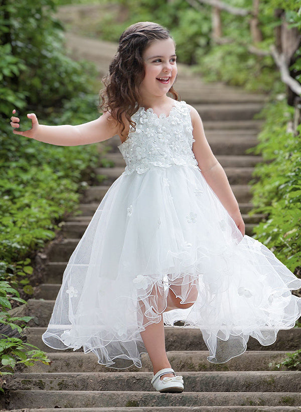 A-Line/Princess Scoop Flower Girl Dresses With Applique