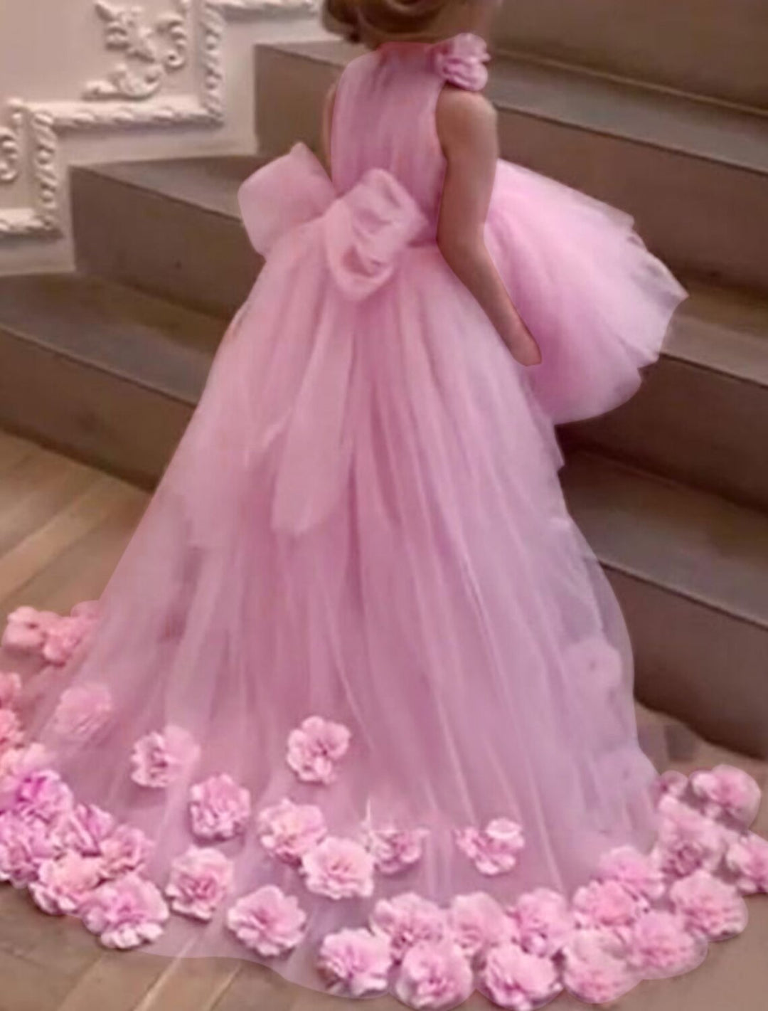 A-Line/Princess Tulle Floral Flower Girl Dresses with Bowknot