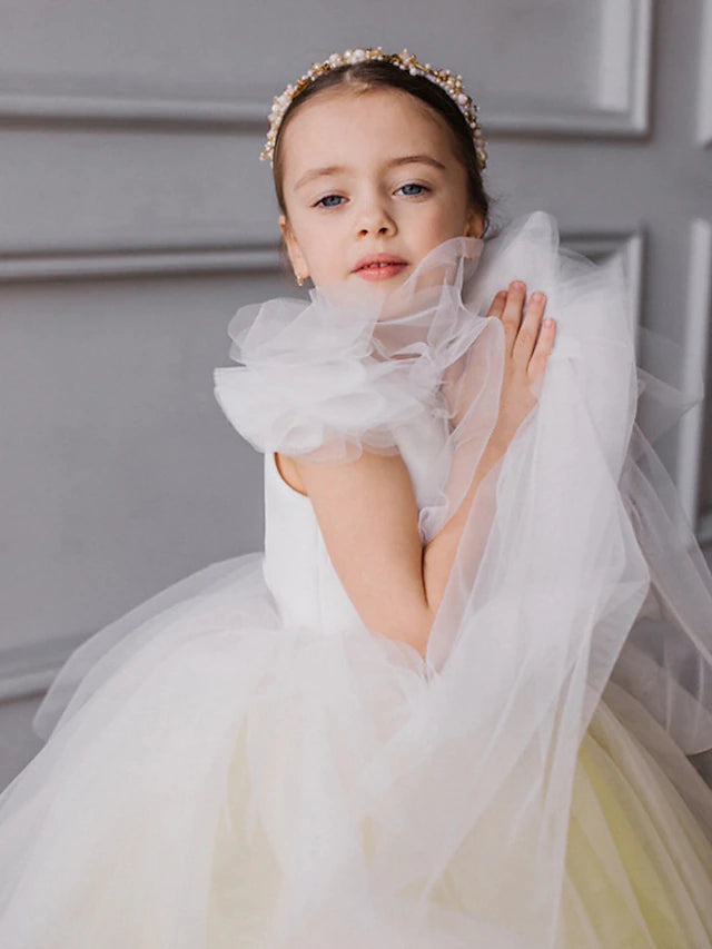 Ball Gown Ombre Tulle Flower Girl Dresses with Ruffles