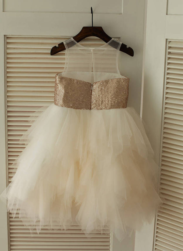 A-Line/Princess Tulle Flower Girl Dresses With Sequins