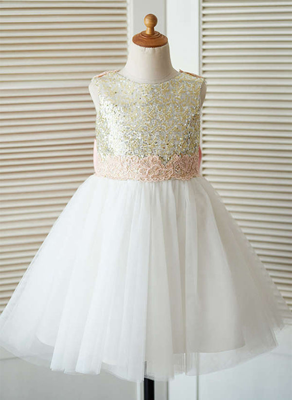 A-Line/Princess Tulle Flower Girl Dresses With Bowknot