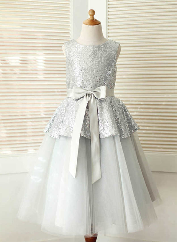 A-Line/Princess Tulle Flower Girl Dresses With Sash