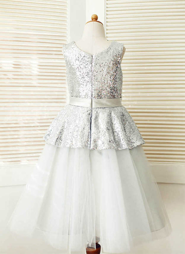 A-Line/Princess Tulle Flower Girl Dresses With Sash