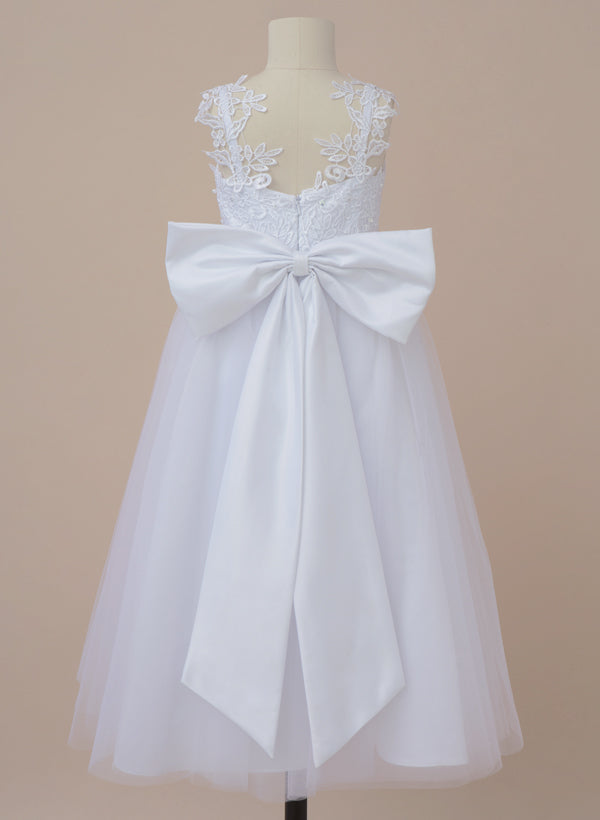 A-Line/Princess V-Neck Flower Girl Dresses With Bowknot