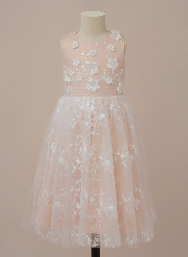 A-Line/Princess Scoop Flower Girl Dresses With Applique