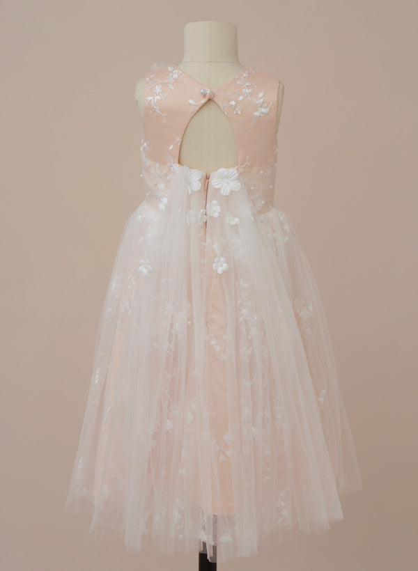 A-Line/Princess Scoop Flower Girl Dresses With Applique