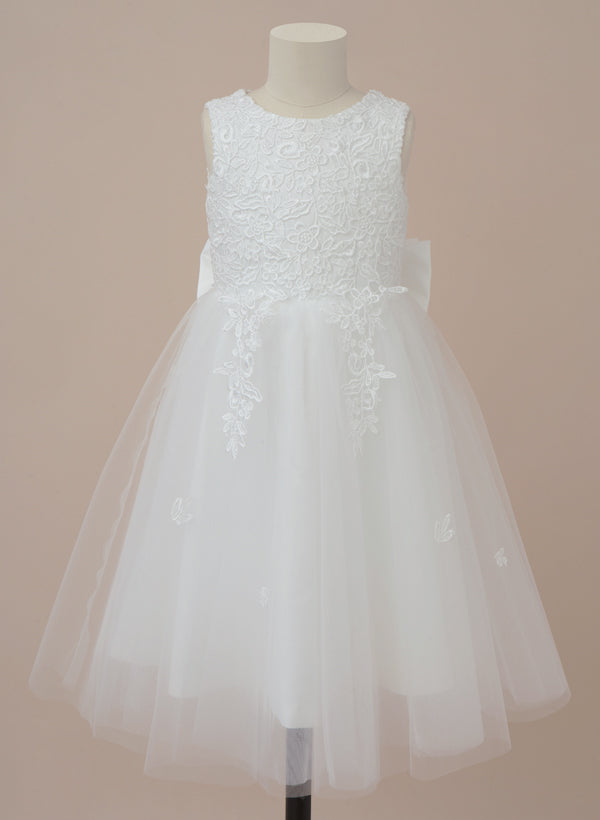 A-Line/Princess Scoop Flower Girl Dresses With Applique