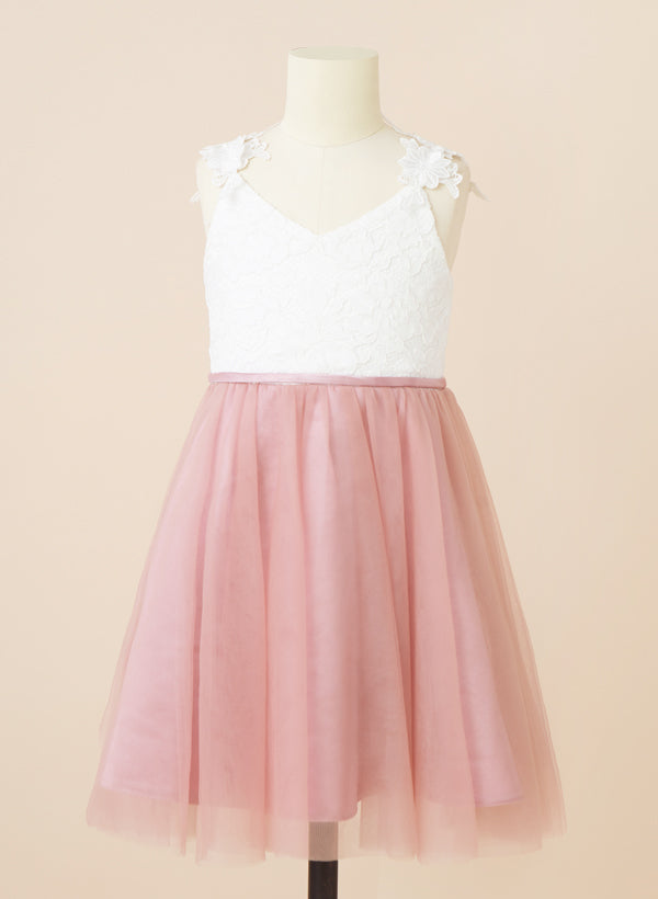 A-Line/Princess V-Neck Flower Girl Dresses With Bow