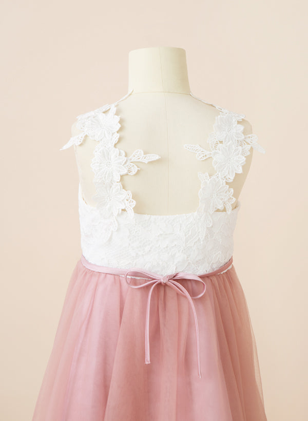 A-Line/Princess V-Neck Flower Girl Dresses With Bow