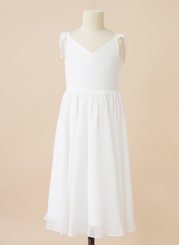 A-Line/Princess V-Neck Flower Girl Dresses With Ruffles