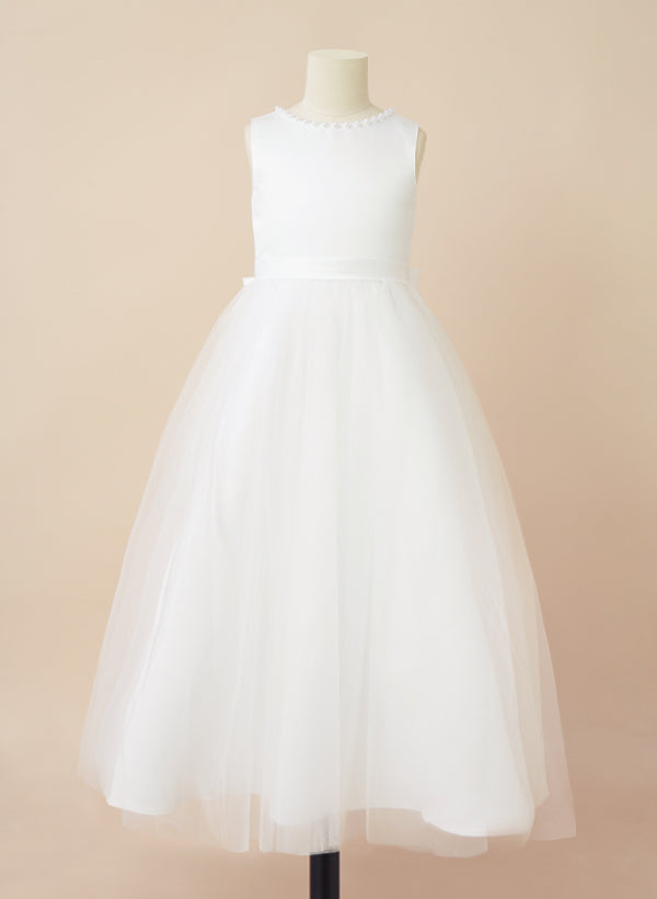 A-Line/Princess Scoop Flower Girl Dresses With Bow